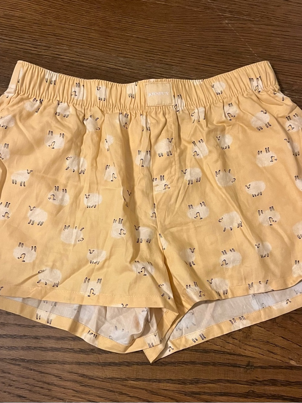 Women's Yellow Sheep-Print Lounge Shorts